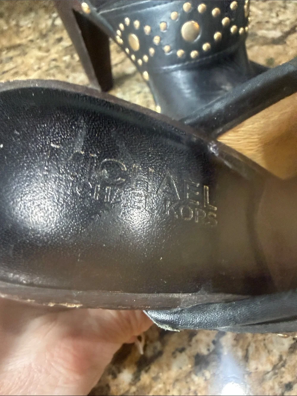 Black Studded Leather Mule Heels - Women's by Michael Kors
